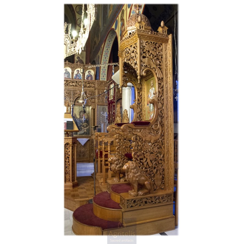 Bishop Throne, Christian Orthodox Chair, Woodcraft, Oak, ieraskevi.com, Agritelis, Church Supplies