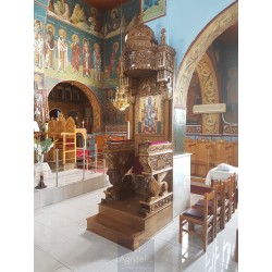 Bishop Throne, Christian Orthodox Chair, Woodcraft, Oak, ieraskevi.com, Agritelis, Church Supplies