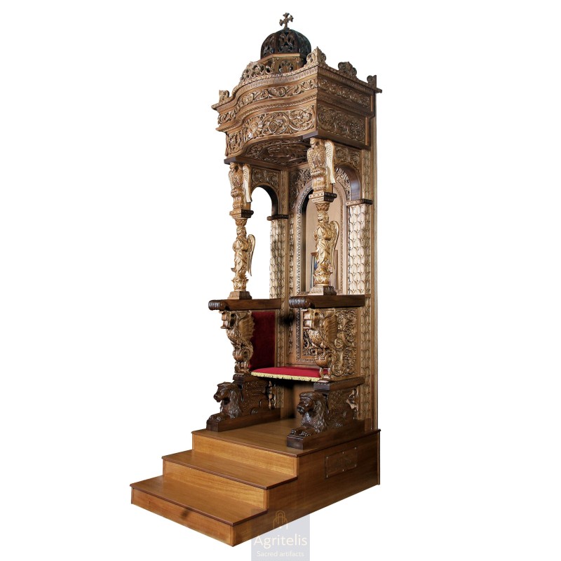 Bishop Throne, Christian Orthodox Chair, Woodcraft, Oak, ieraskevi.com, Agritelis, Church Supplies