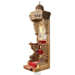 Bishop Throne, Christian Orthodox Chair, Woodcraft, Oak, ieraskevi.com, Agritelis, Church Supplies