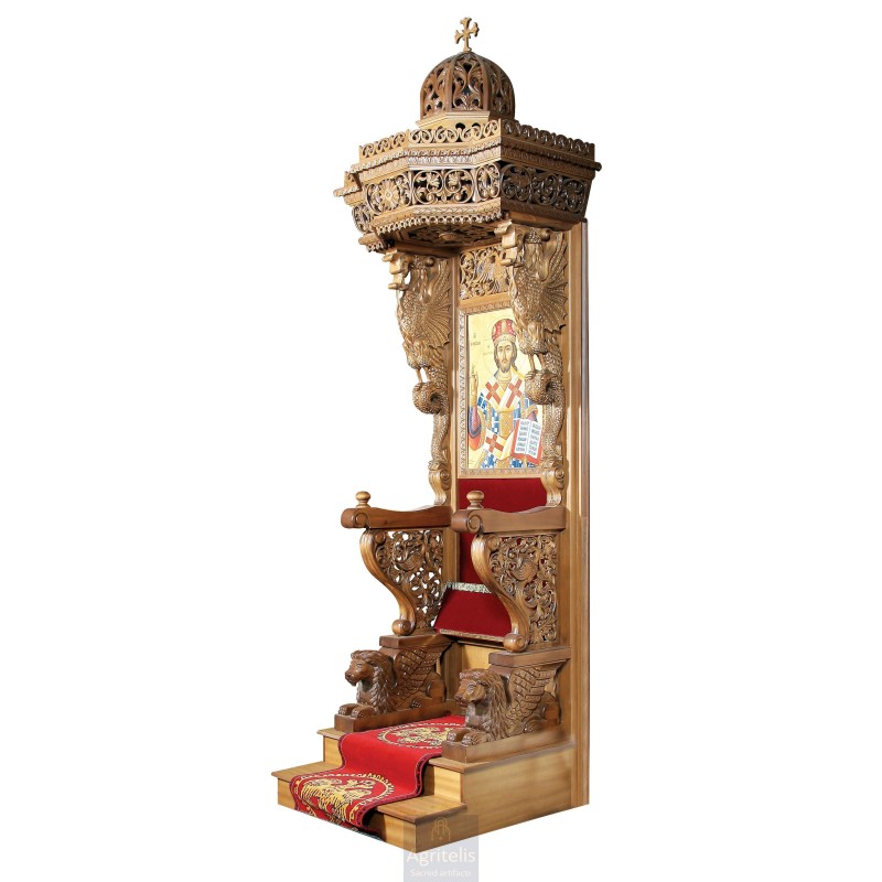 Bishop Throne, Christian Orthodox Chair, Woodcraft, Oak, ieraskevi.com, Agritelis, Church Supplies