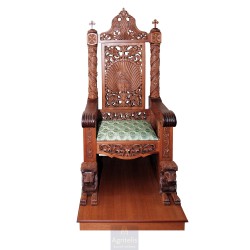 Bishop Throne, Christian Orthodox Chair, Woodcraft, Oak, ieraskevi.com, Agritelis, Church Supplies