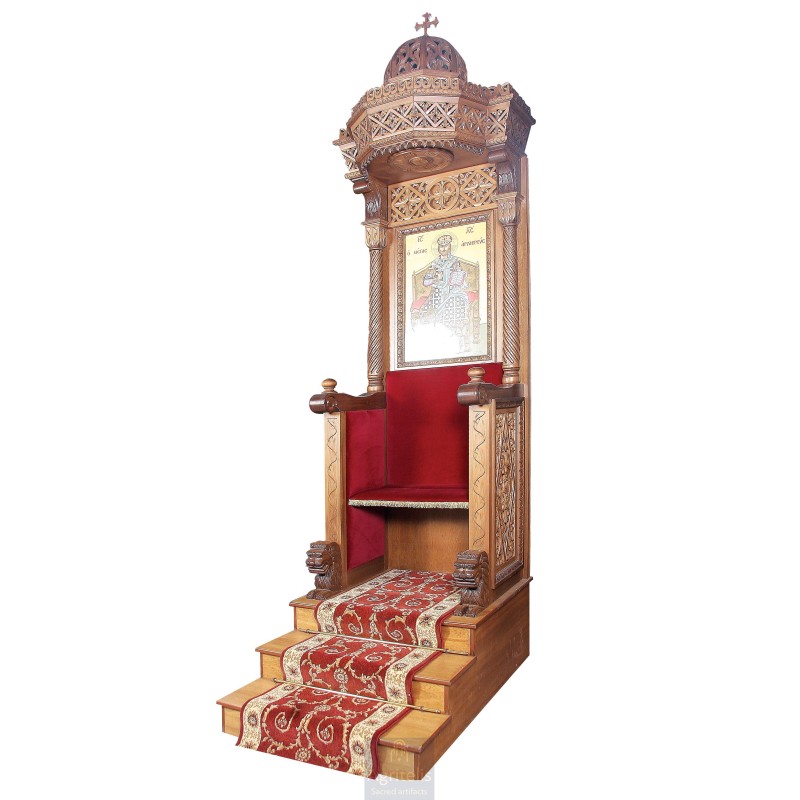 Bishop Throne, Christian Orthodox Chair, Woodcraft, Oak, ieraskevi.com, Agritelis, Church Supplies