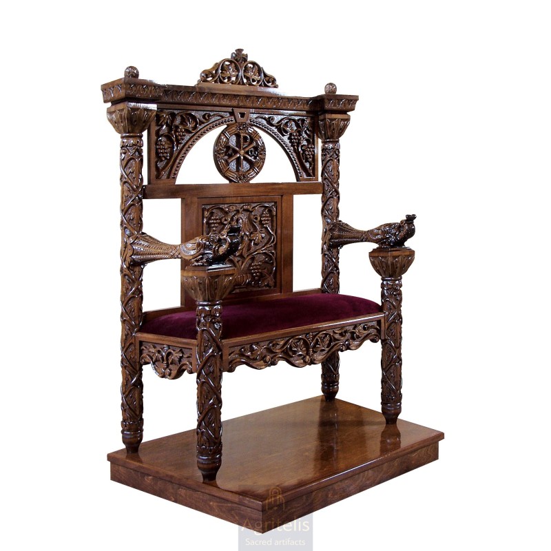 Bishop Throne, Christian Orthodox Chair, Woodcraft, Oak, ieraskevi.com, Agritelis, Church Supplies