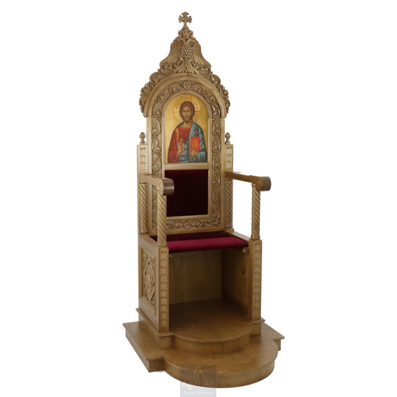 Bishop Throne, Christian Orthodox Chair, Woodcraft, Oak, ieraskevi.com, Agritelis, Church Supplies