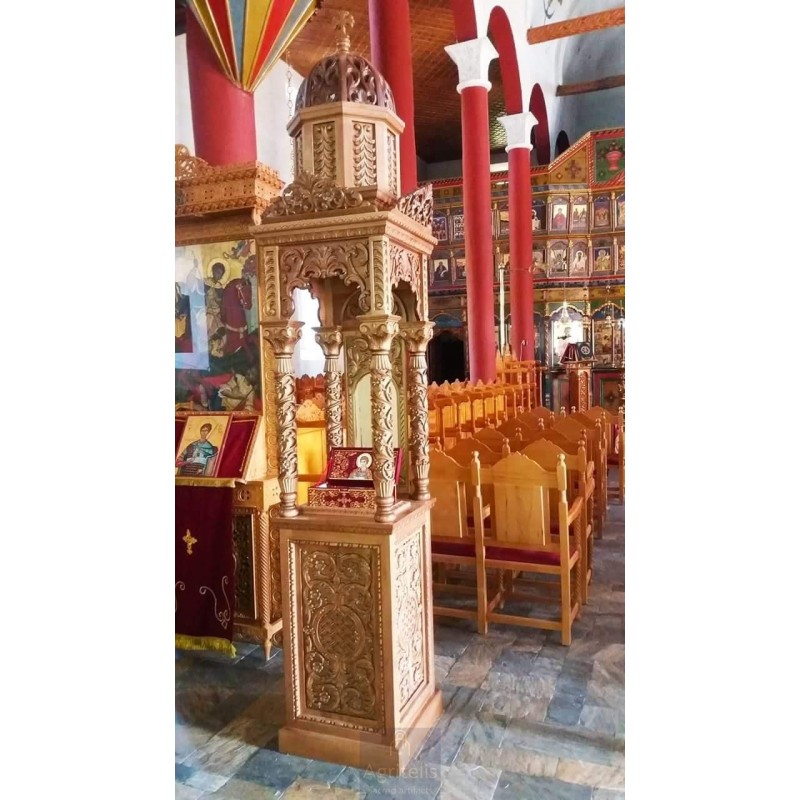 Icon Stand, Christian Orthodox Chair, Woodcraft, Oak, ieraskevi.com, Agritelis, Church Supplies