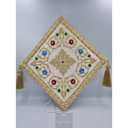 Embroided Epigonatio,Blue and Red Flowers, Agritelis Sacred Artifacts, ieraskevi.com