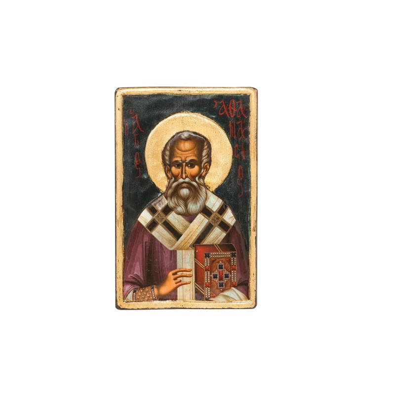 Christian Orthodox Icon, Icon on wood, Saint Athanasios, Agritelis Sacred Artifacts, ieraskevi.com