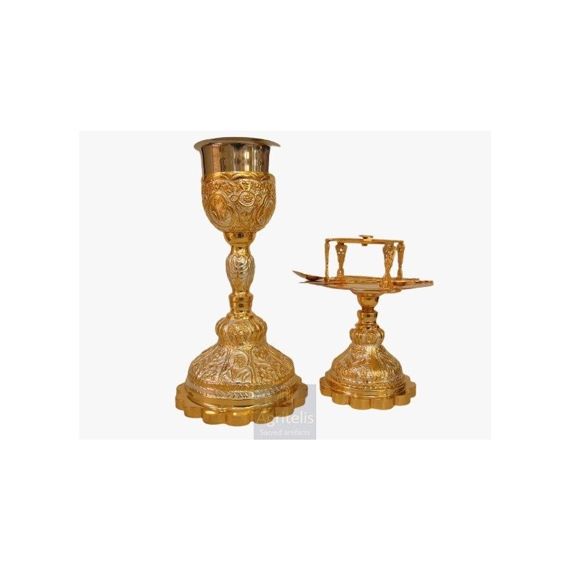 Chalice set, Gold Plated Chalice, Enameled Chalice, Agritelis, Church Supplies, ieraskevi.com