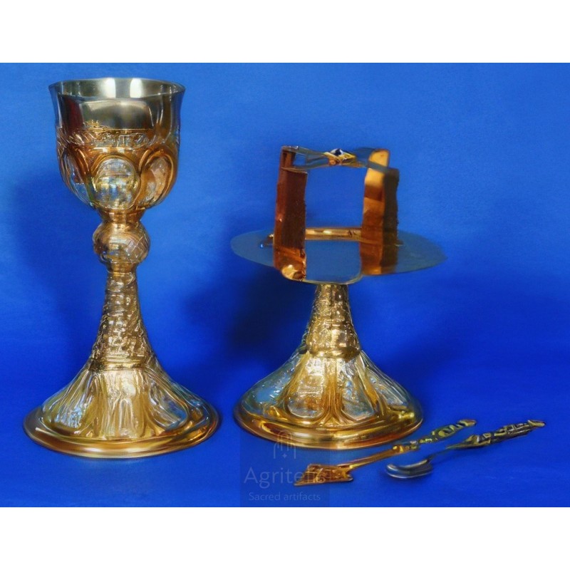 Chalice set, Gold Plated Chalice, Enameled Chalice, Agritelis, Church Supplies, ieraskevi.com