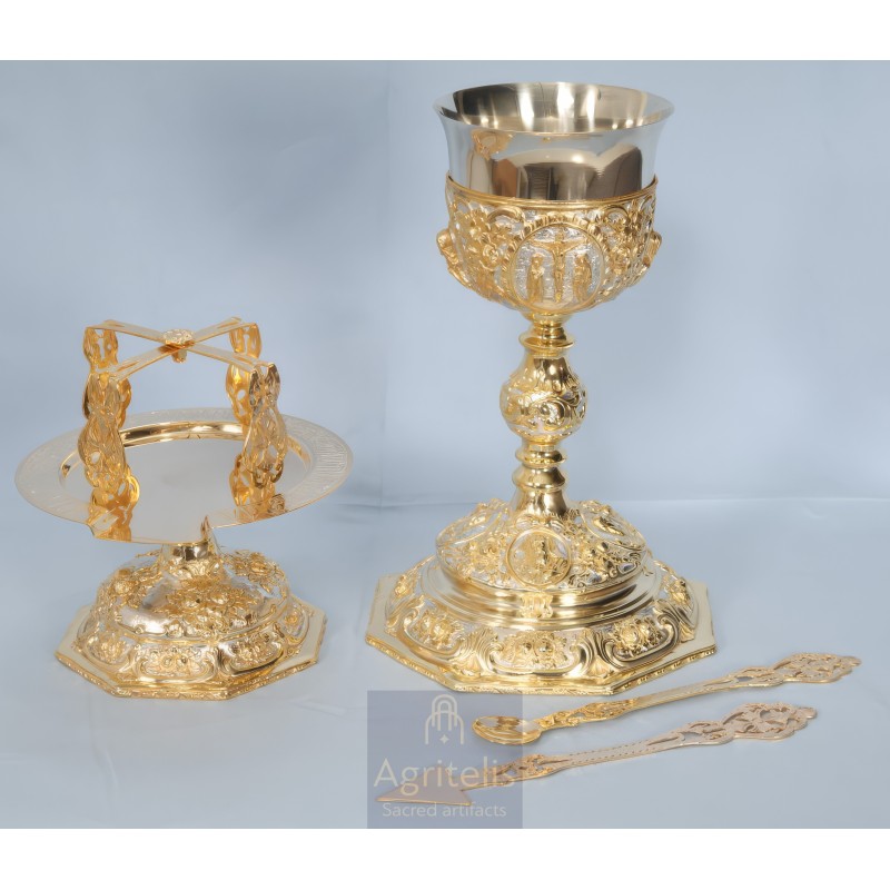 Chalice set, Gold Plated Chalice, Enameled Chalice, Agritelis, Church Supplies, ieraskevi.com