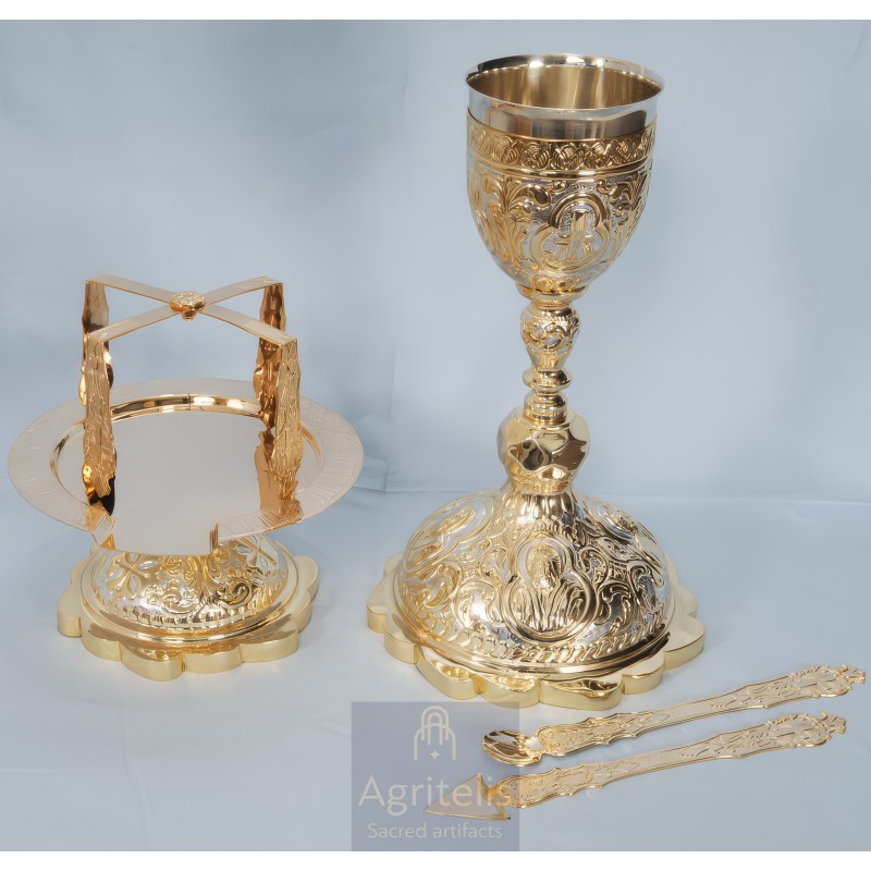 Chalice set, Gold Plated Chalice, Enameled Chalice, Agritelis, Church Supplies, ieraskevi.com