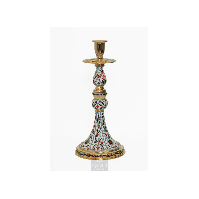 Candlestick Altar Gold plated Enameled