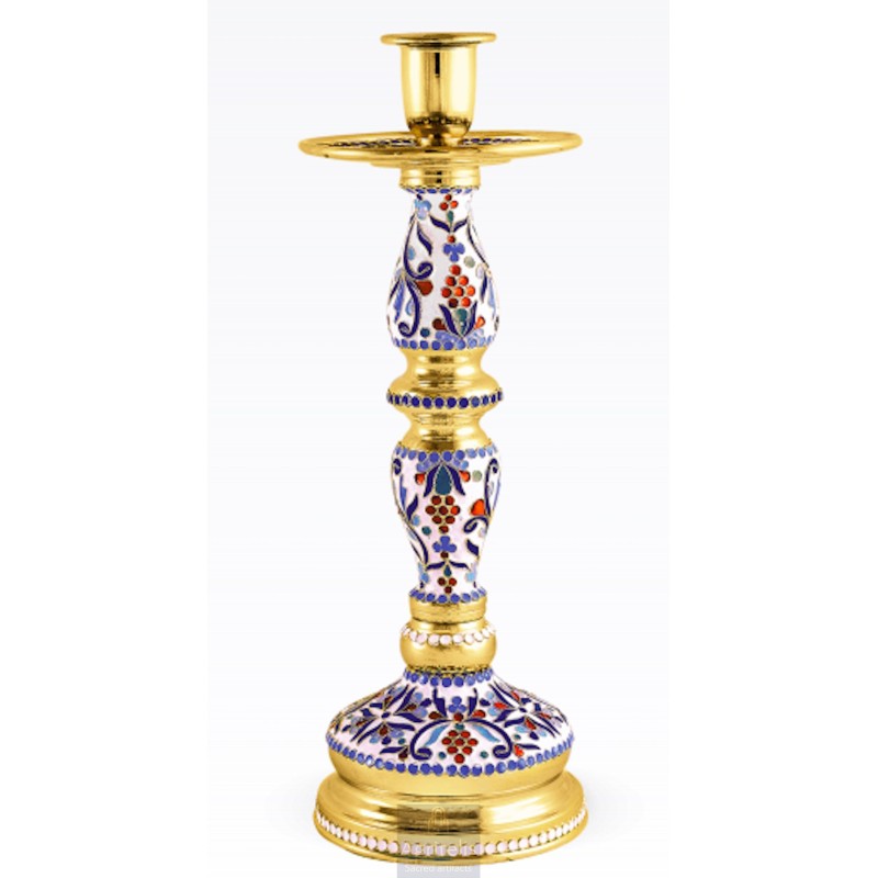 Candlestick Altar Gold plated Enameled