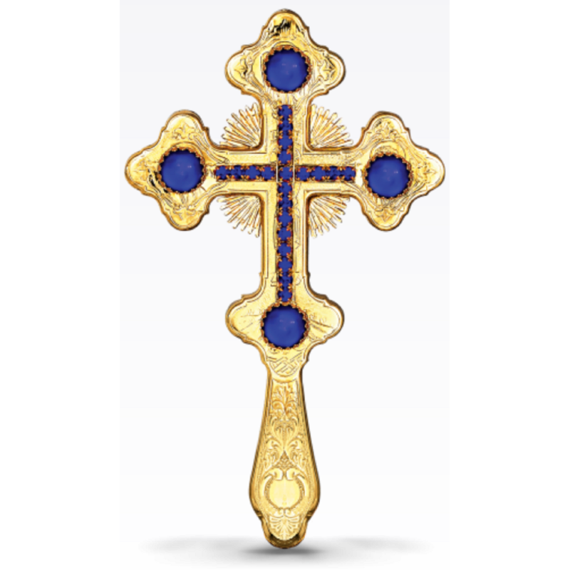 Blessing Cross Gold  Plated handmade, Carved, Orthodox Art