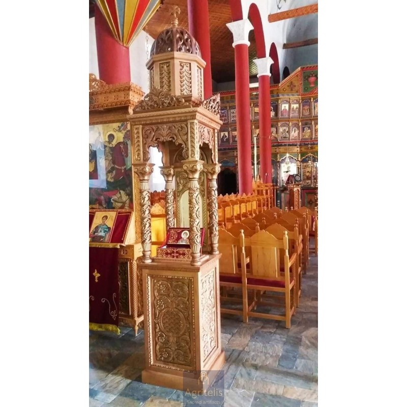 Icon Stand, Christian Orthodox Chair, Woodcraft, Oak, ieraskevi.com, Agritelis, Church Supplies