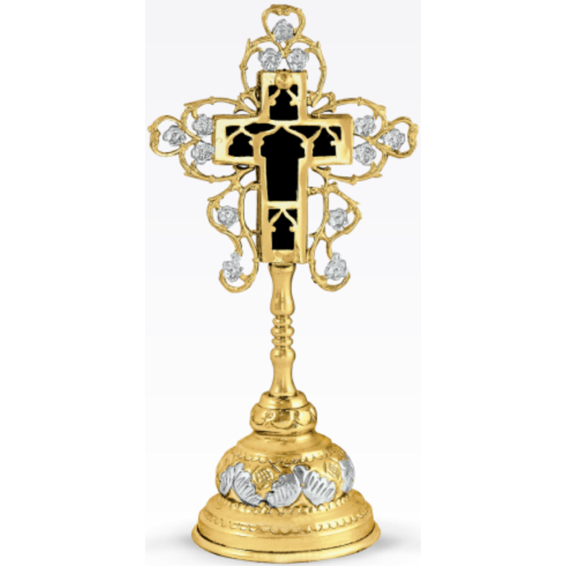 Santification Cross Gold and Silver  Plated handmade, Carved, Orthodox Art