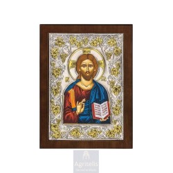 Silver Icon, Agritelis Sacred Artifacts, ieraskevi.com, Christ Pantocrator 23 x 17cm