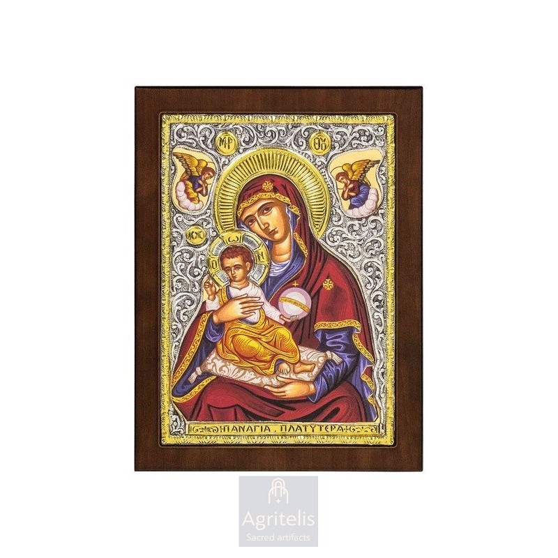 Silver Icon, Agritelis Sacred Artifacts, ieraskevi.com,  Virgin Mary of Amaranto Rhodes 23 x 17cm