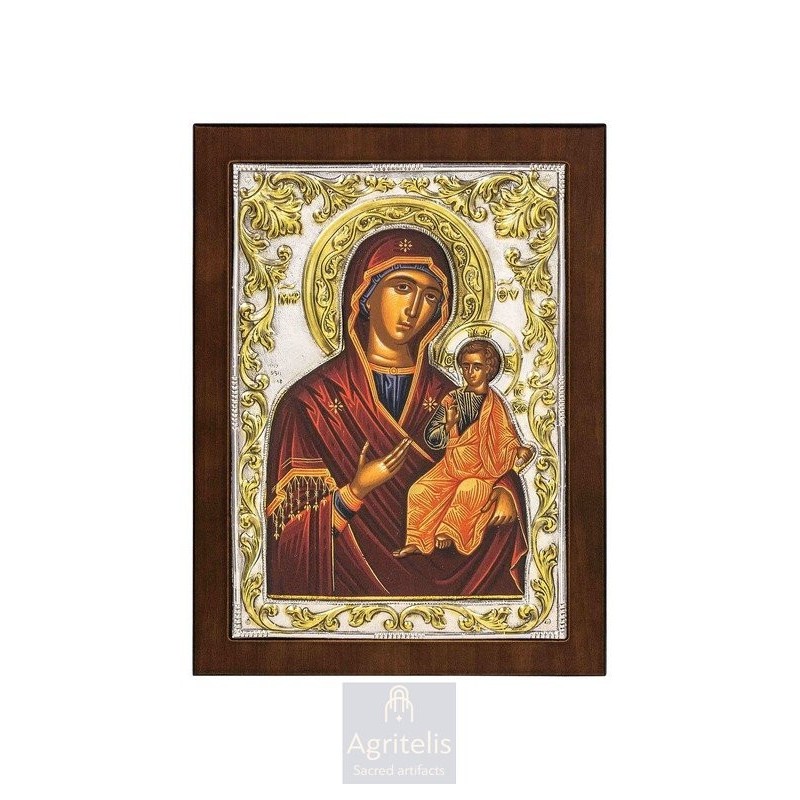 Silver Icon, Agritelis Sacred Artifacts, ieraskevi.com,  Virgin Mary of Amaranto Rhodes 23 x 17cm