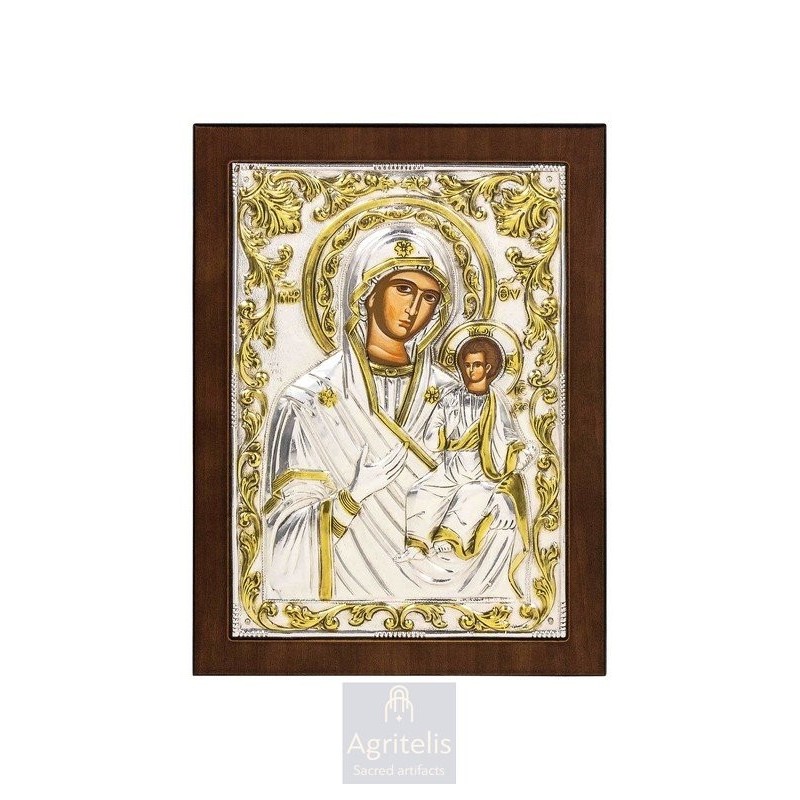 Silver Icon, Agritelis Sacred Artifacts, ieraskevi.com,  Virgin Mary the Guide 23 x 17cm