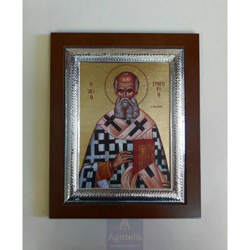 Silver Icon, Agritelis Sacred Artifacts, ieraskevi.com, Saint Gregory the Theologian 26,5 x 21,5 cm