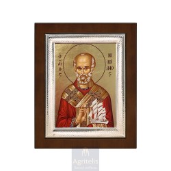 Silver Icon, Agritelis Sacred Artifacts, ieraskevi.com, Saint Nicholas with a Ship 26,5 x 21,5 cm