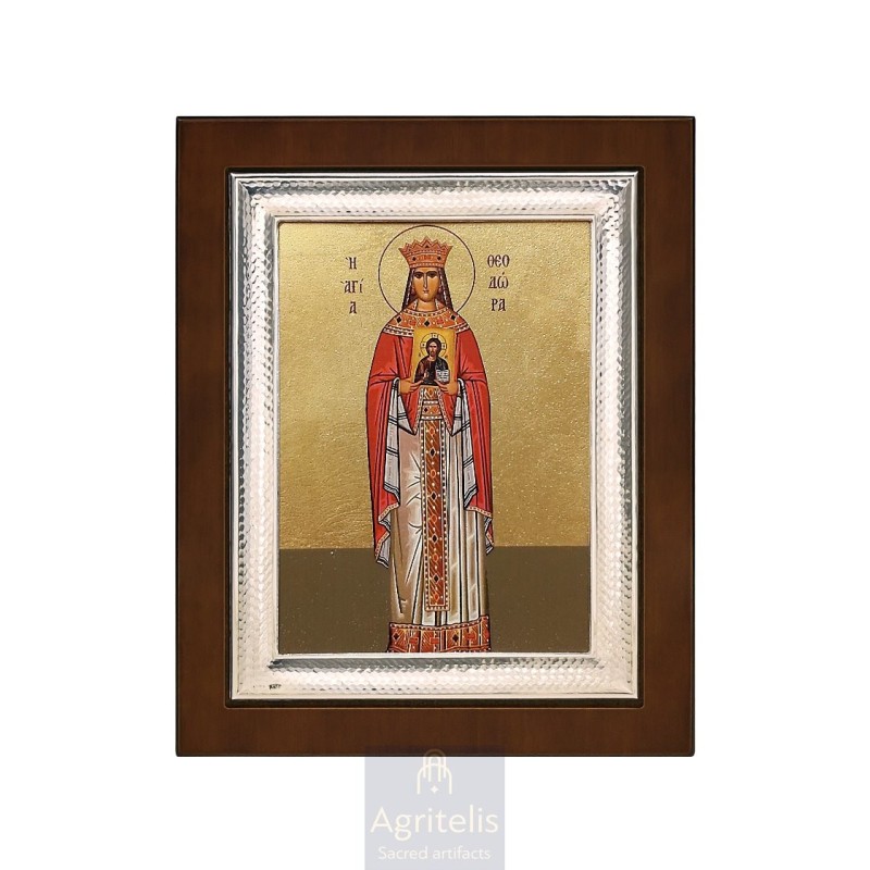 Silver Icon, Agritelis Sacred Artifacts, ieraskevi.com, Saint Theodora 26,5 x 21,5 cm