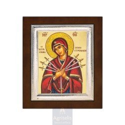 Silver Icon, Agritelis Sacred Artifacts, ieraskevi.com, Panagia with the Seven Swords 26,5 x 21,5 cm