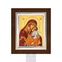 Silver Icon, Agritelis Sacred Artifacts, ieraskevi.com, Panagia Glykophilousa (Sweet-kissing) 26,5 x 21,5 cm