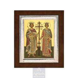 Silver Icon, Agritelis Sacred Artifacts, ieraskevi.com, Holy Unmercenaries 26,5 x 21,5 cm