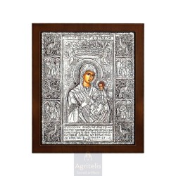 Silver Icon, Agritelis Sacred Artifacts, ieraskevi.com, VIRGIN MARY SOUMELA 27 x 23 cm