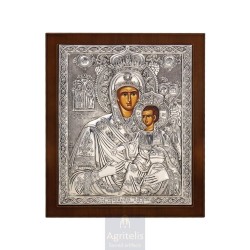 Silver Icon, Agritelis Sacred Artifacts, ieraskevi.com, VIRGIN MARY KOUKOYZELISSA 27 x 23 cm