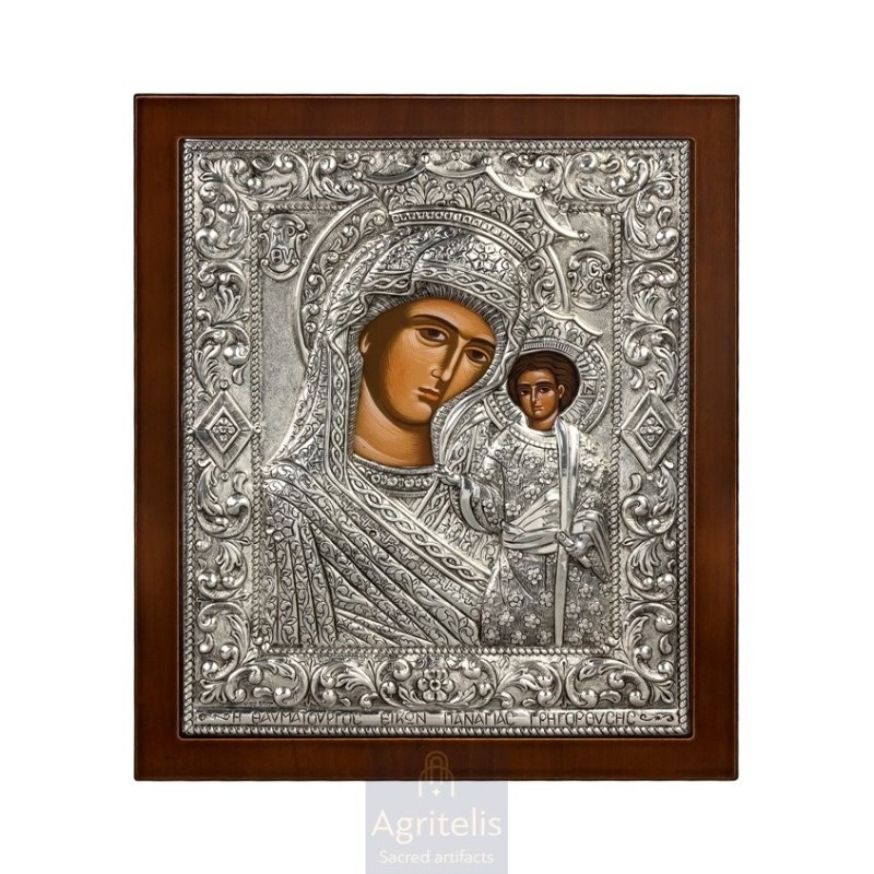 Silver Icon, Agritelis Sacred Artifacts, ieraskevi.com, VIRGIN MARY GREGORYSA 27 x 23 cm