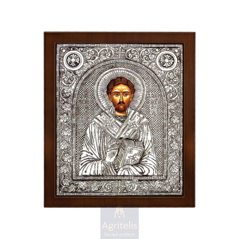 Silver Icon, Agritelis Sacred Artifacts, ieraskevi.com, SAINT ELEFTHERIOS 27 x 23 cm