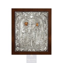 Silver Icon, Agritelis Sacred Artifacts, ieraskevi.com, SAINTS CONSTANTINE AND HELEN 27 x 23 cm