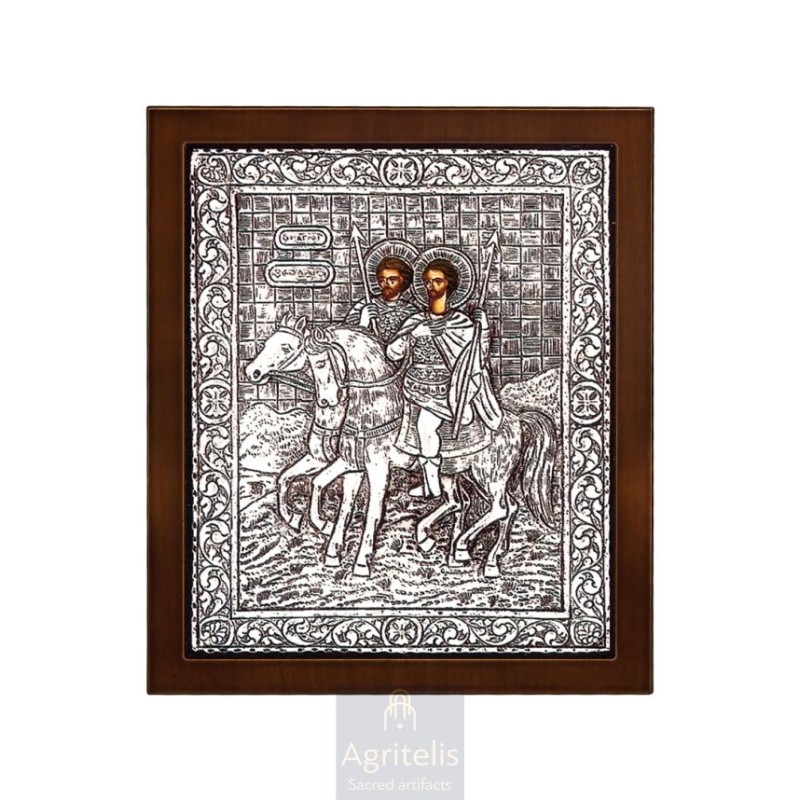 Silver Icon, Agritelis Sacred Artifacts, ieraskevi.com, SAINT THEODORES 27 x 23 cm