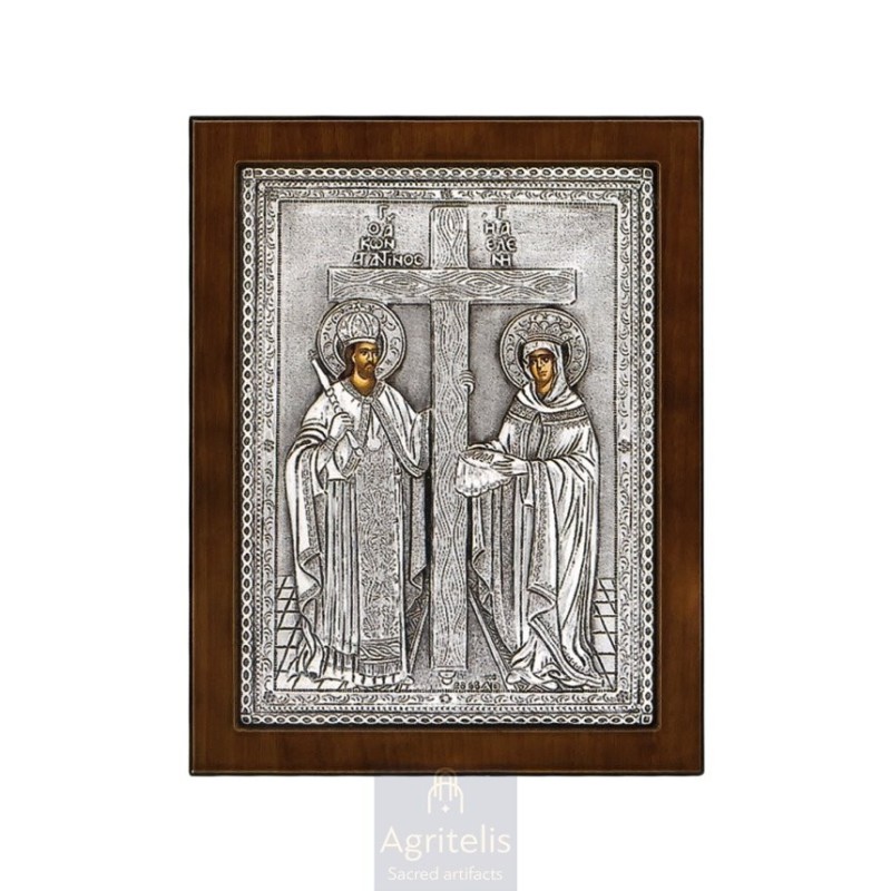 Silver Icon, Agritelis Sacred Artifacts, ieraskevi.com, Saints Constantine and Helen 24 x 19cm