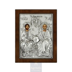 Silver Icon, Agritelis Sacred Artifacts, ieraskevi.com, Holy Trinity 24 x 19cm