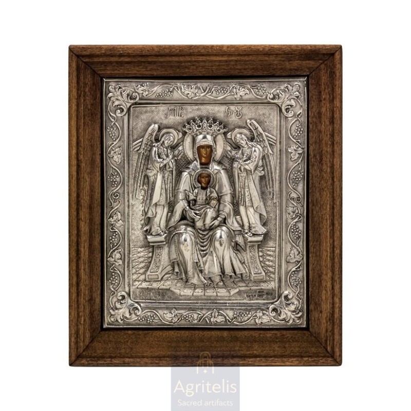 Silver Icon, Agritelis Sacred Artifacts, ieraskevi.com, VIRGIN MARY, HIGHER THAN THE HEAVENS 26.5 x 22.5 cm