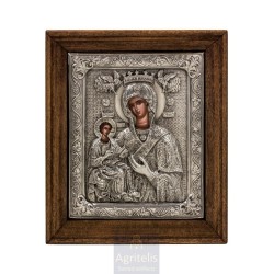 Silver Icon, Agritelis Sacred Artifacts, ieraskevi.com, VIRGIN MARY, GUIDE OF ANGELS 26.5 x 22.5 cm