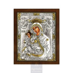 Silver Icon, Agritelis Sacred Artifacts, ieraskevi.com, VIRGIN MARY, THE SWEETNESS OF ANGELS 31 x 25 cm