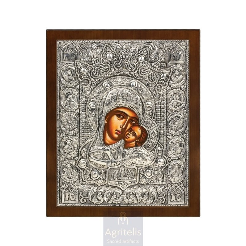 Silver Icon, Agritelis Sacred Artifacts, ieraskevi.com, VIRGIN MARY, SWEET KISSER 31 x 25 cm