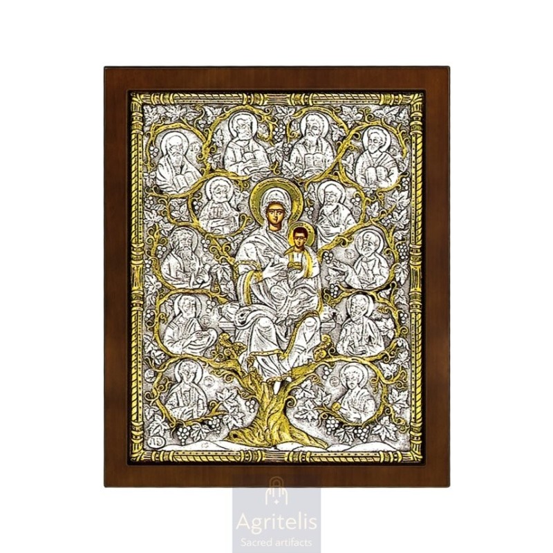 Silver Icon, Agritelis Sacred Artifacts, ieraskevi.com, VIRGIN MARY, THE VINE 31 x 25 cm