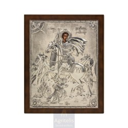 Silver Icon, Agritelis Sacred Artifacts, ieraskevi.com, SAINT DEMETRIUS 31 x 25 cm