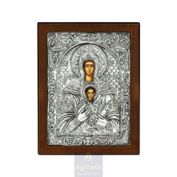 Silver Icon, Agritelis Sacred Artifacts, ieraskevi.com, PANAGIA ELEUTHEROTRIA 18 x 14 cm