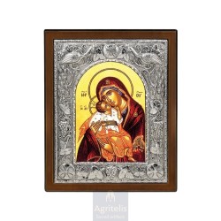 Silver Icon, Agritelis Sacred Artifacts, ieraskevi.com, PANAGIA GLYKOFILOUSA 29 x 23 cm