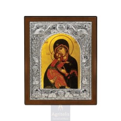 Silver Icon, Agritelis Sacred Artifacts, ieraskevi.com, PANAGIA GLYKOFILOUSA VLADIMIR 29 x 23 cm