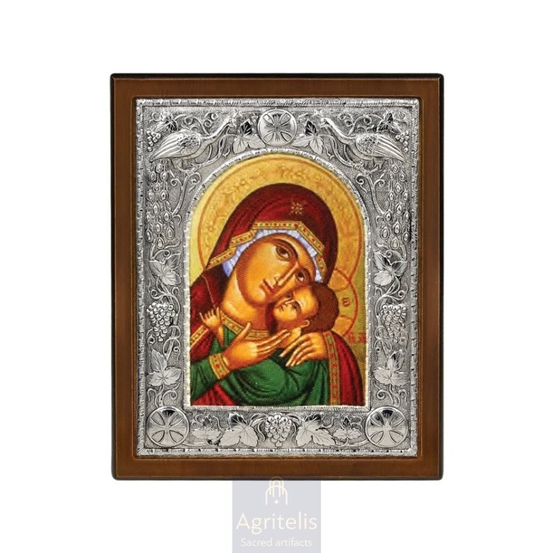 Silver Icon, Agritelis Sacred Artifacts, ieraskevi.com, PANAGIA INFANT-HEALER WONDER-WORKER 29 x 23 cm