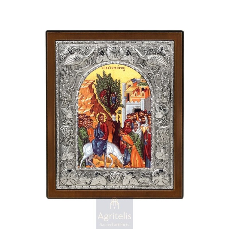 Silver Icon, Agritelis Sacred Artifacts, ieraskevi.com, THE ENTRY OF THE THEOTOKOS 29 x 23 cm